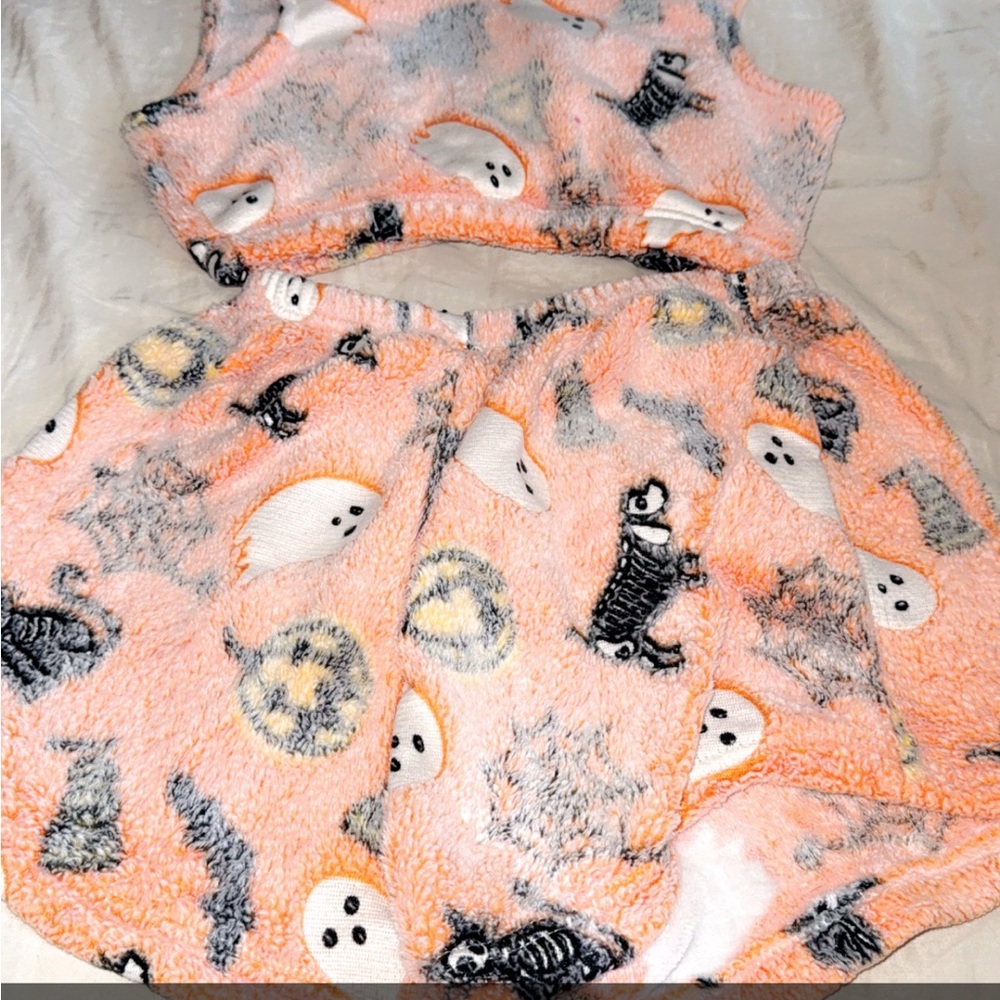 Cute Halloween Ghost and Cat Pajama Set